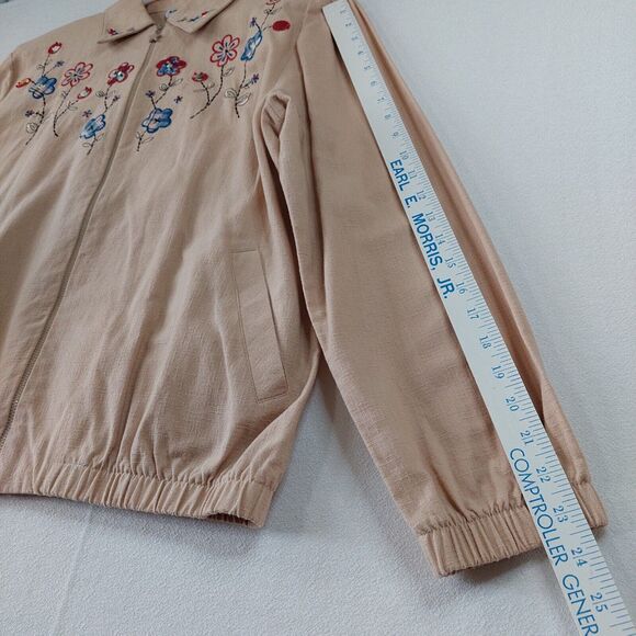 Alfred Dunner Womens Jacket 12 Embroidered Star Zipper Pockets Floral Grandma 80 - Picture 9 of 16